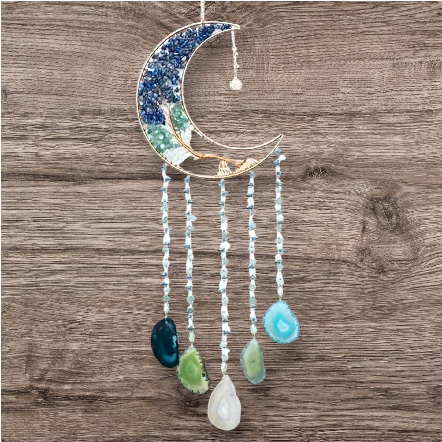 Lune con fette di Agata e cristalli