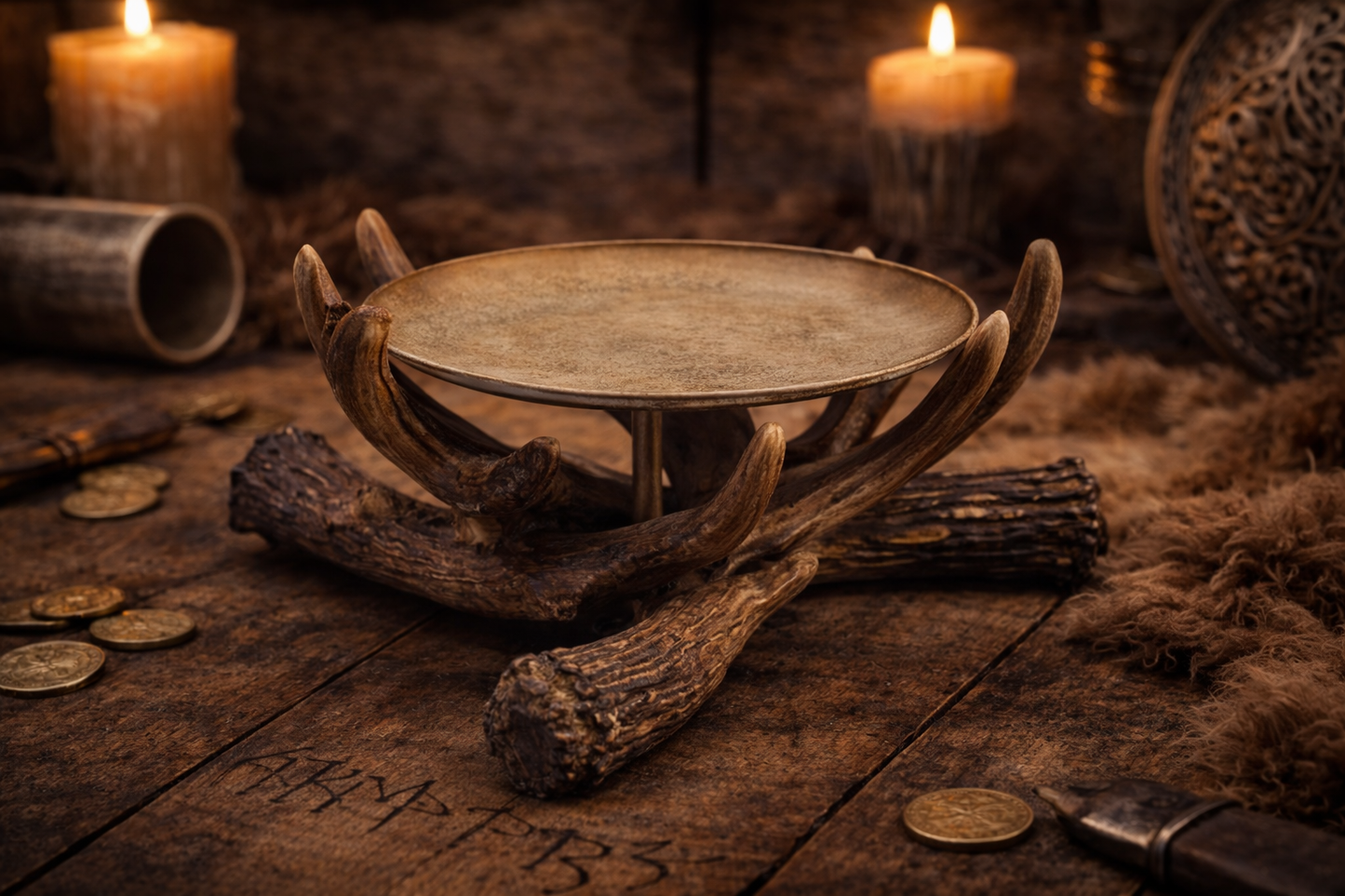 Porta candela a corna di cervo